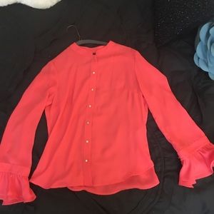Banana Republic Pink Flounce Sleeve Blouse